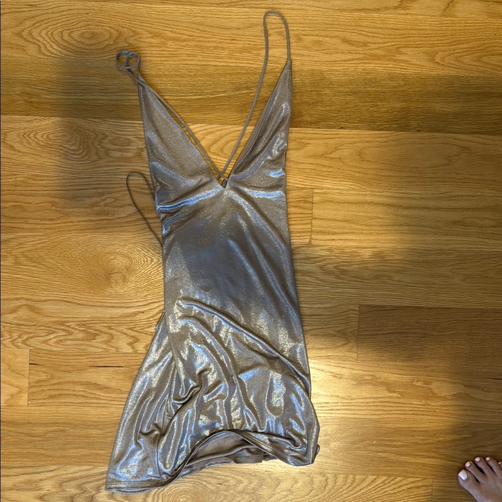 Express Shimmering Gold Mini Dress